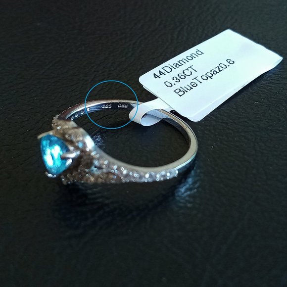 (SOLD) 14K Heart-Shaped Blue Topaz Diamond Ring Sz 5.75 - Picture 10 of 11